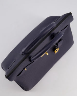 *HOT* Hermès Birkin Bag 30cm Retourne in Blue Nuit Togo Leather with Gold Hardware