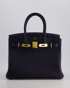 *HOT* Hermès Birkin Bag 30cm Retourne in Blue Nuit Togo Leather with Gold Hardware
