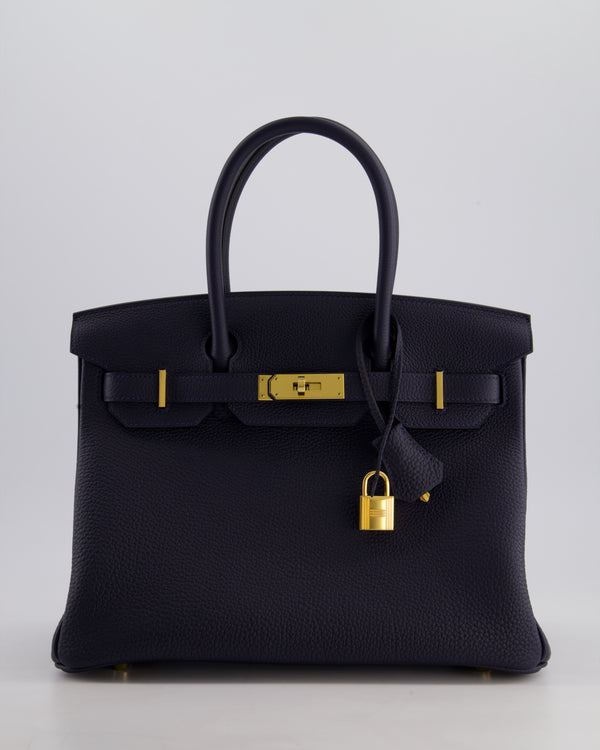 *HOT* Hermès Birkin Bag 30cm Retourne in Blue Nuit Togo Leather with Gold Hardware