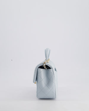 *HOT* Chanel Baby Blue Mini Rectangular Top Handle Bag in Lambskin Leather with Champagne Gold Hardware