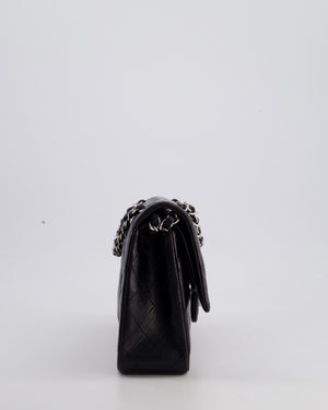 Chanel Black Medium Classic Double Flap Bag in Lambskin Leather with Silver Hardware