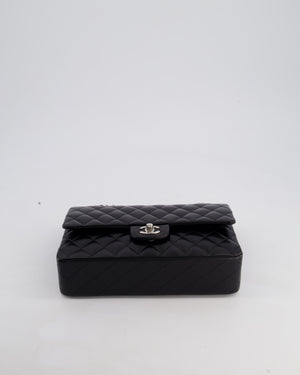 Chanel Black Medium Classic Double Flap Bag in Lambskin Leather with Silver Hardware