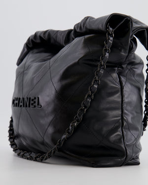 Chanel 22 Small Hobo Bag in Black Calfskin Leather with So Black Hardware