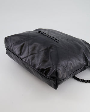 Chanel 22 Small Hobo Bag in Black Calfskin Leather with So Black Hardware