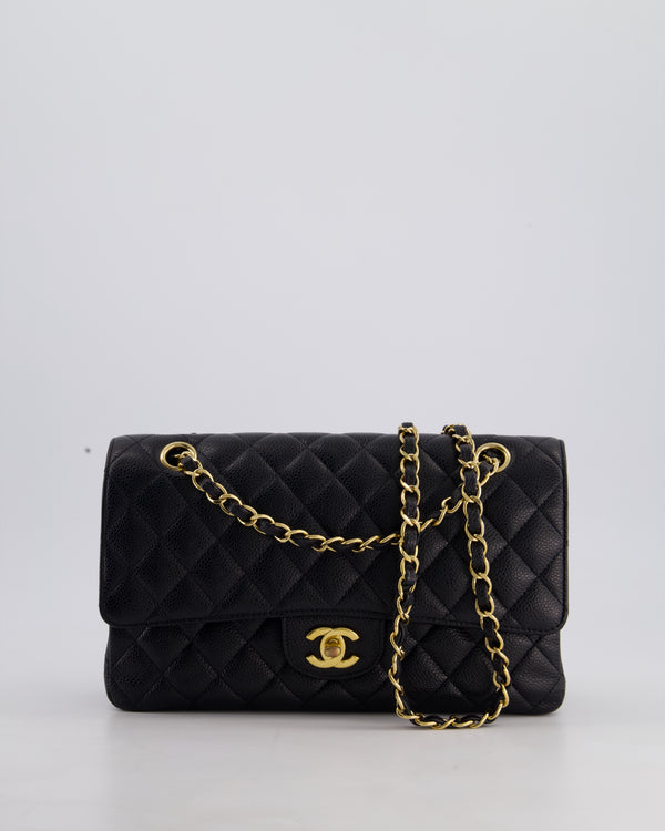 Chanel Medium Black Classic Double Flap Bag in Caviar Leather with Gold Hardware