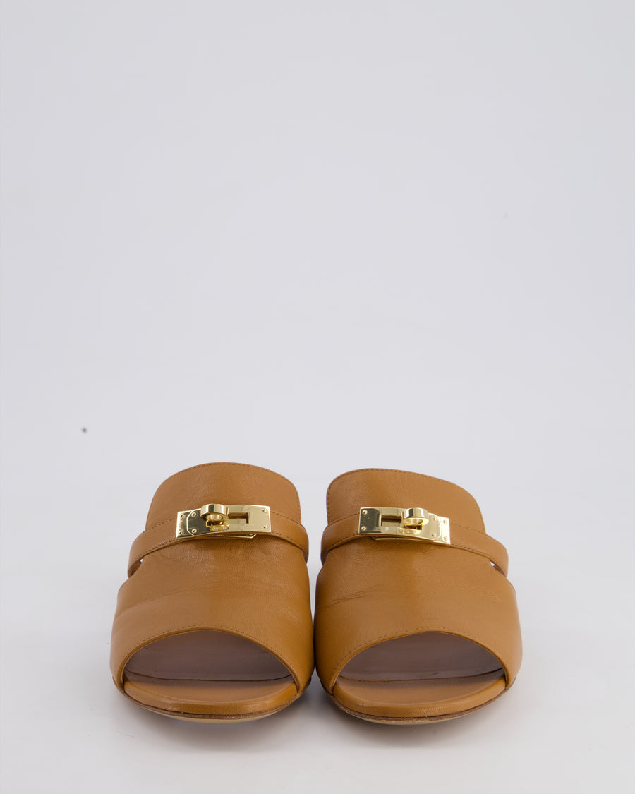 Hermès Brown Candy Sandal with Gold Kelly Clasp Size EU 37