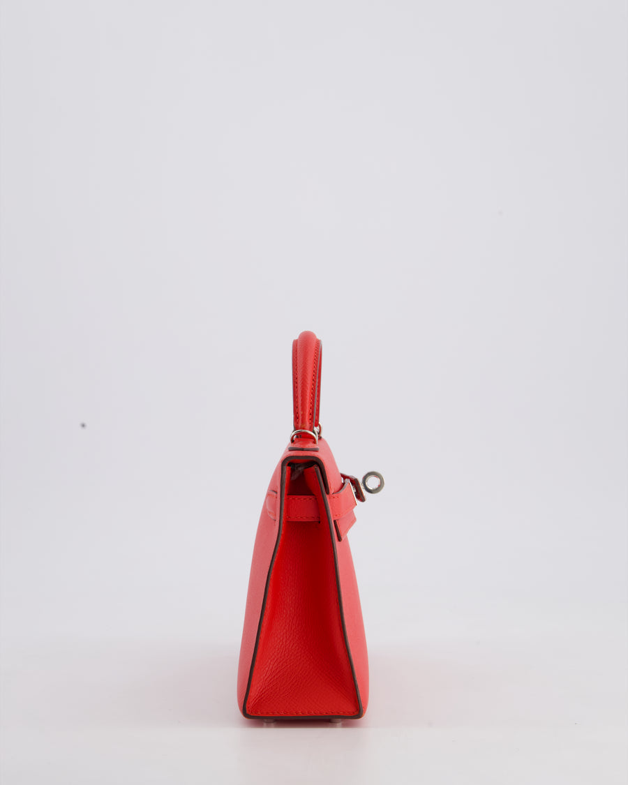 Hermes Mini Kelly II 20cm in Rouge Casaque Epsom Leather with Palladium Hardware