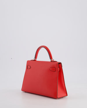 Hermes Mini Kelly II 20cm in Rouge Casaque Epsom Leather with Palladium Hardware