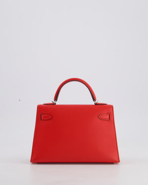 Hermes Mini Kelly II 20cm in Rouge Casaque Epsom Leather with Palladium Hardware