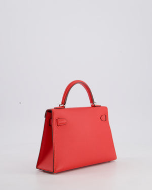Hermes Mini Kelly II 20cm in Rouge Casaque Epsom Leather with Palladium Hardware