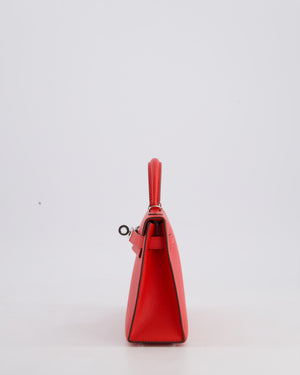 Hermes Mini Kelly II 20cm in Rouge Casaque Epsom Leather with Palladium Hardware