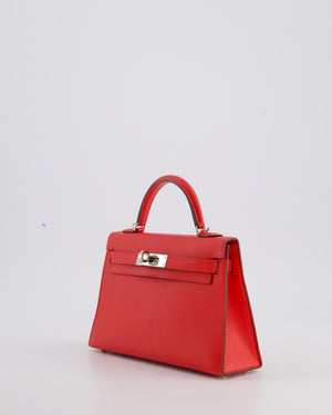Hermes Mini Kelly II 20cm in Rouge Casaque Epsom Leather with Palladium Hardware