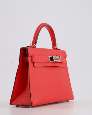Hermes Mini Kelly II 20cm in Rouge Casaque Epsom Leather with Palladium Hardware