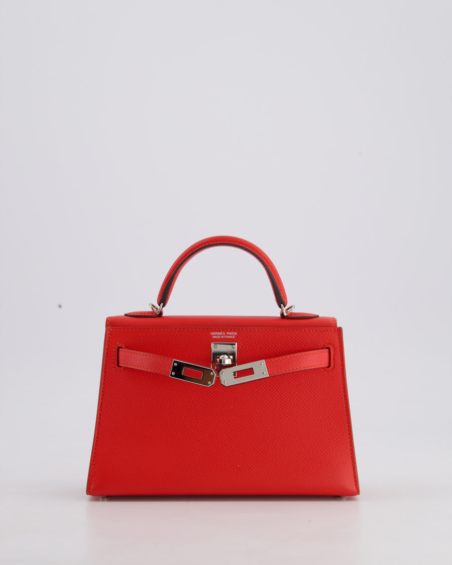 Hermes Mini Kelly II 20cm in Rouge Casaque Epsom Leather with Palladium Hardware