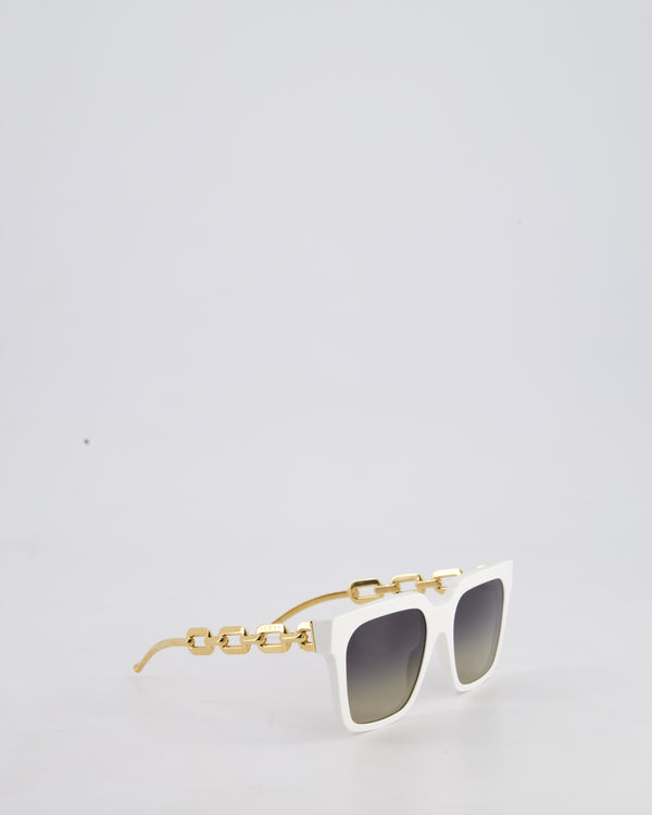 Louis Vuitton White MG2282 LV Edge Chain Cat Eye Sunglasses
