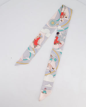 Hermès Multi Colour Super Silk Whimsical Design Twilly