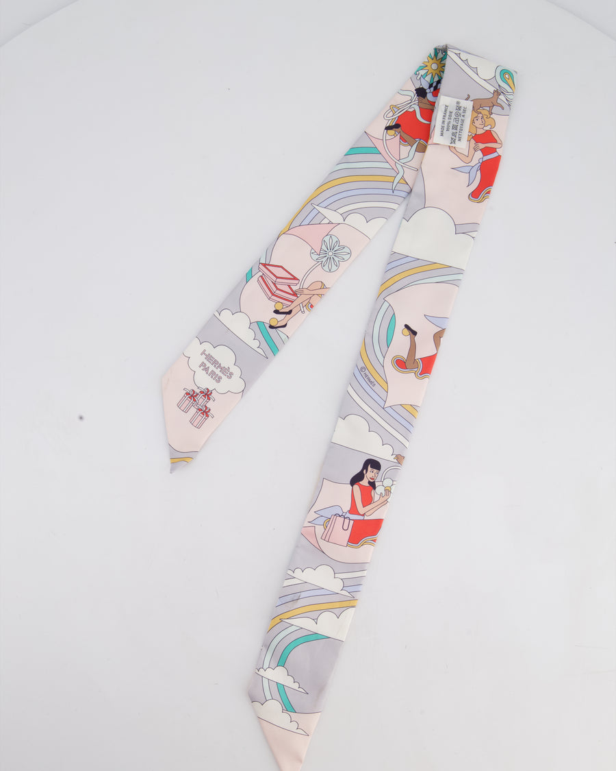 Hermès Multi Colour Super Silk Whimsical Design Twilly