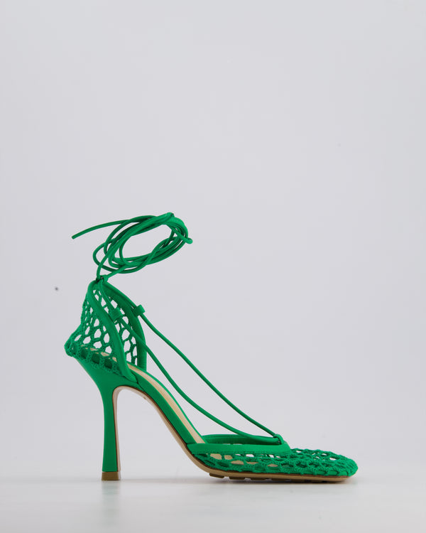 Bottega Veneta Green Wraparound Stretch Web Heels Size EU 35.5
