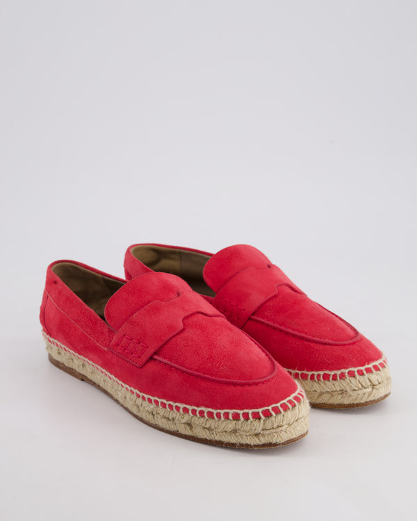 Hermès Coral Red Suede Trip Espadrilles Loafer Size EU 36