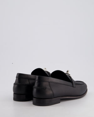 Hermès Black Satin Destin Loafers with Palladium Kelly Clasp Detail Size EU 36.5