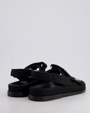 Chanel Black Grosgrain Dad Sandals with Crystal CC Logo Size EU 36.5