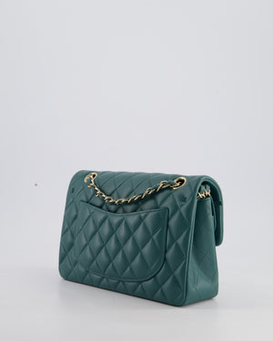 Chanel Green Small Classic Double Flap Bag in Lambskin Leather with Champagne Gold Hardware