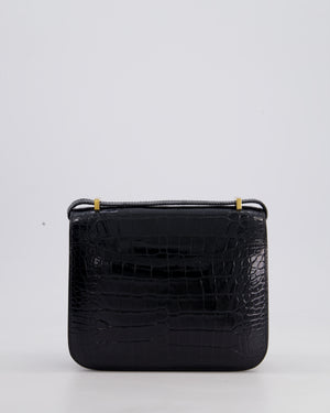 *STORE FRESH* Hermès Mini Constance 18cm Bag in Noir Shiny Alligator Mississippiensis Leather with Gold Hardware