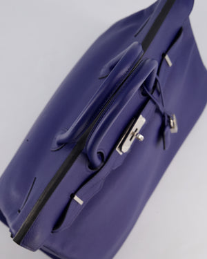 *LIMITED EDITION* Hermès Birkin 35cm Sea, Surf and Fun Bag in Bleu Saphir Novillo Leather with Palladium Hardware and Printed Canvas Interior