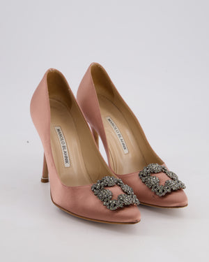 Manolo Blahnik Pink Blush Hangisi Satin Heel Size EU 38