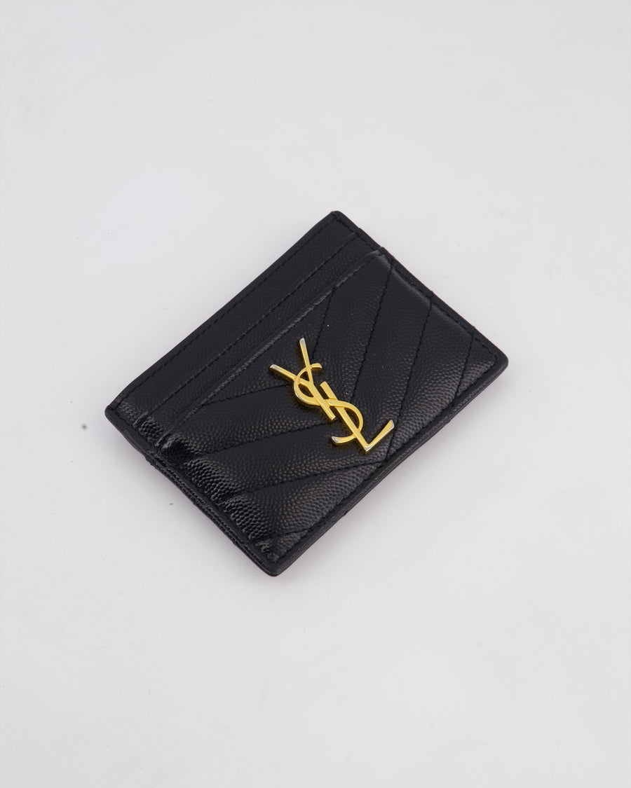 Saint Laurent Black Chevron YSL Logo Cardholder