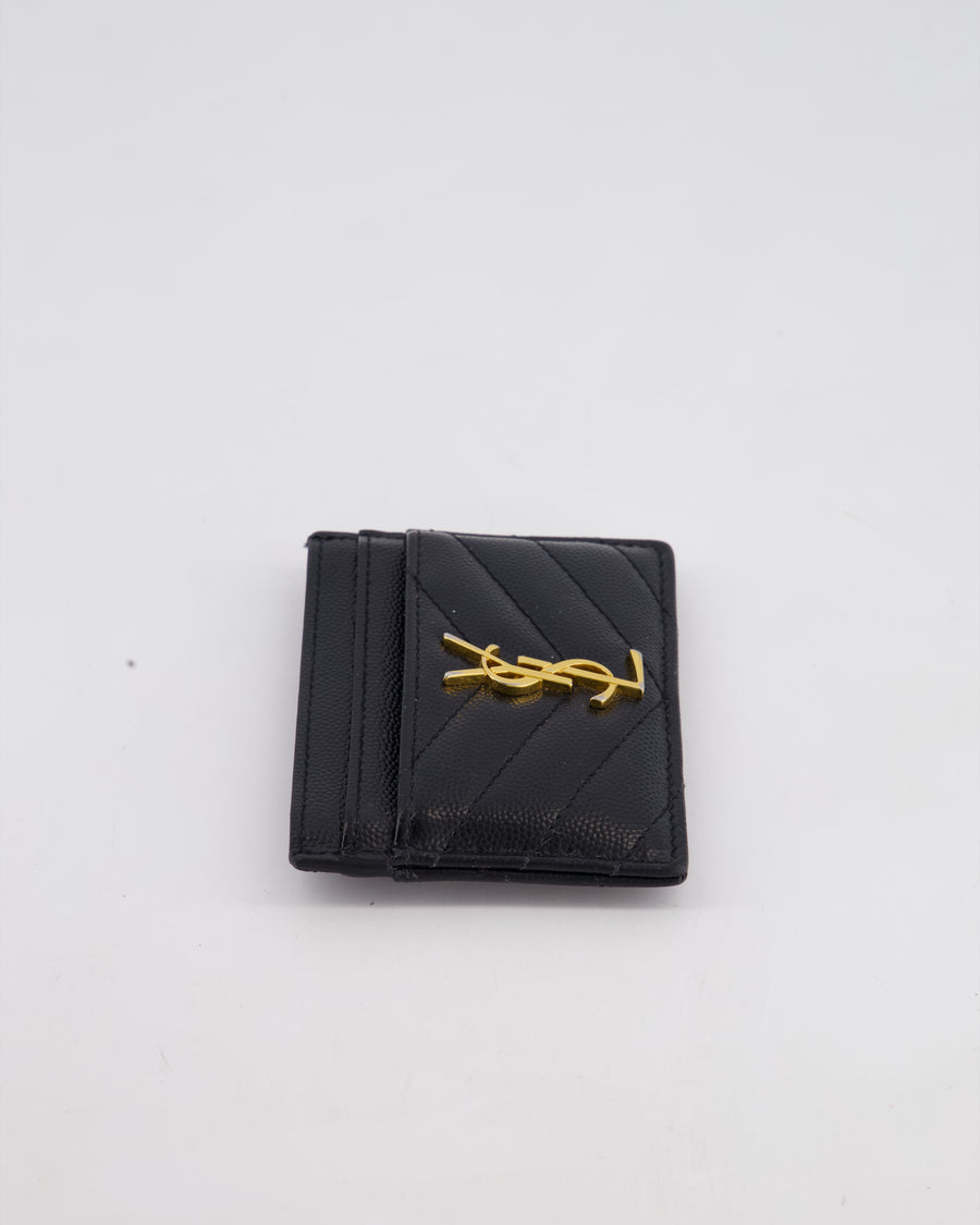 Saint Laurent Black Chevron YSL Logo Cardholder