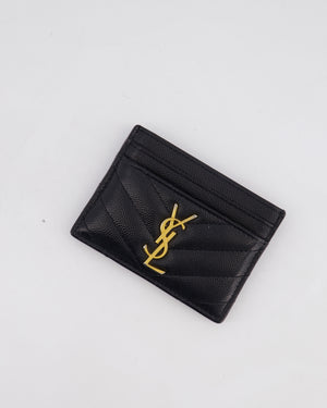 Saint Laurent Black Chevron YSL Logo Cardholder