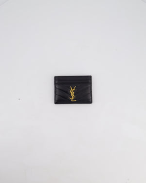 Saint Laurent Black Chevron YSL Logo Cardholder