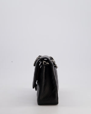 Chanel Black Medium Classic Double Flap Bag in Lambskin Leather with Silver Hardware