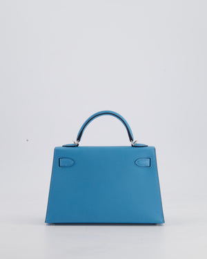 *HOT* Hermès Mini Kelly II 20cm in Bleu Du Nord Madame Leather with Palladium Hardware