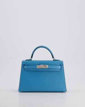 *HOT* Hermès Mini Kelly II 20cm in Bleu Du Nord Madame Leather with Palladium Hardware