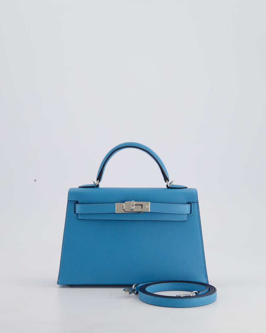 *HOT* Hermès Mini Kelly II 20cm in Bleu Du Nord Madame Leather with Palladium Hardware