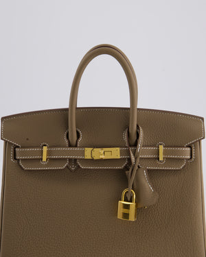 Hermès Birkin 25 Retourne Bag in Etoupe Togo Leather with Gold Hardware