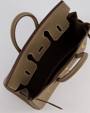 Hermès Birkin 25 Retourne Bag in Etoupe Togo Leather with Gold Hardware
