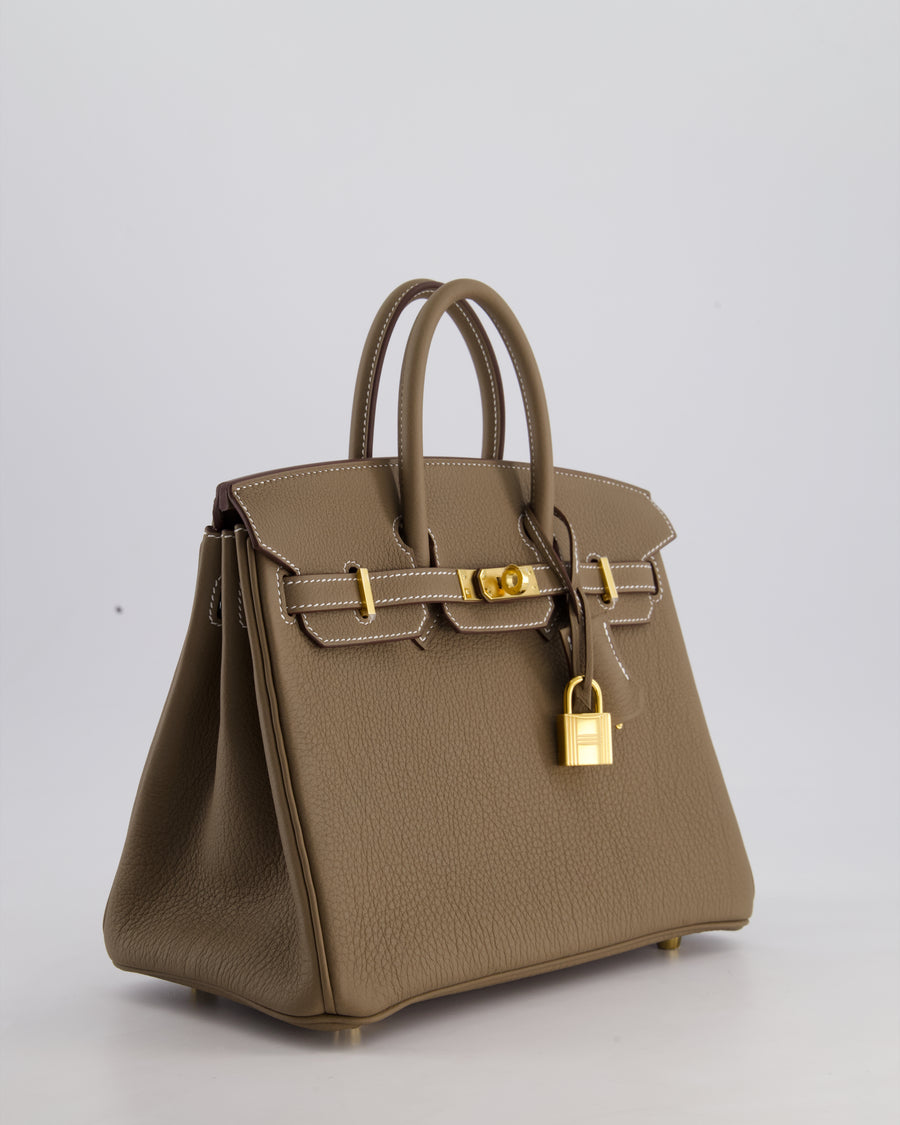 Hermès Birkin 25 Retourne Bag in Etoupe Togo Leather with Gold Hardware