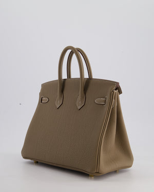 Hermès Birkin 25 Retourne Bag in Etoupe Togo Leather with Gold Hardware