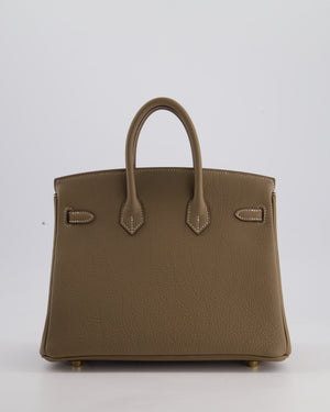 Hermès Birkin 25 Retourne Bag in Etoupe Togo Leather with Gold Hardware