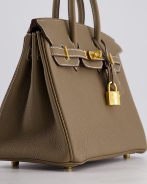 Hermès Birkin 25 Retourne Bag in Etoupe Togo Leather with Gold Hardware