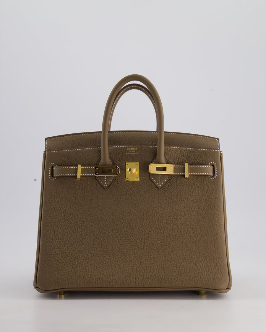 Hermès Birkin 25 Retourne Bag in Etoupe Togo Leather with Gold Hardware
