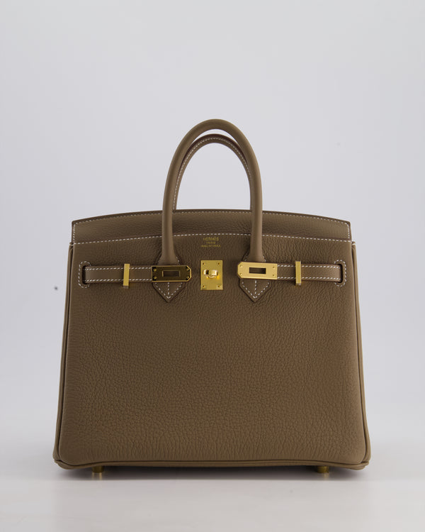 Hermès Birkin 25 Retourne Bag in Etoupe Togo Leather with Gold Hardware