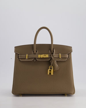 Hermès Birkin 25 Retourne Bag in Etoupe Togo Leather with Gold Hardware