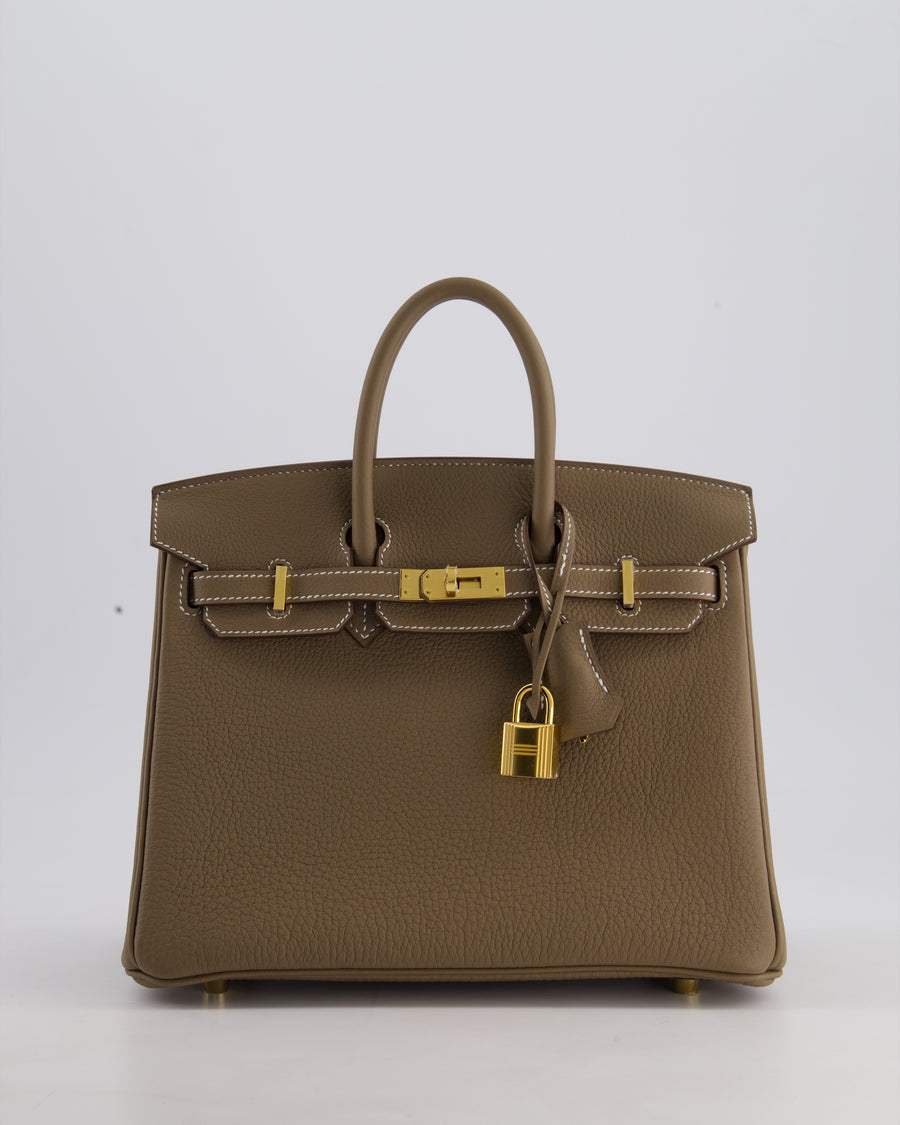 Hermès Birkin 25 Retourne Bag in Etoupe Togo Leather with Gold Hardware