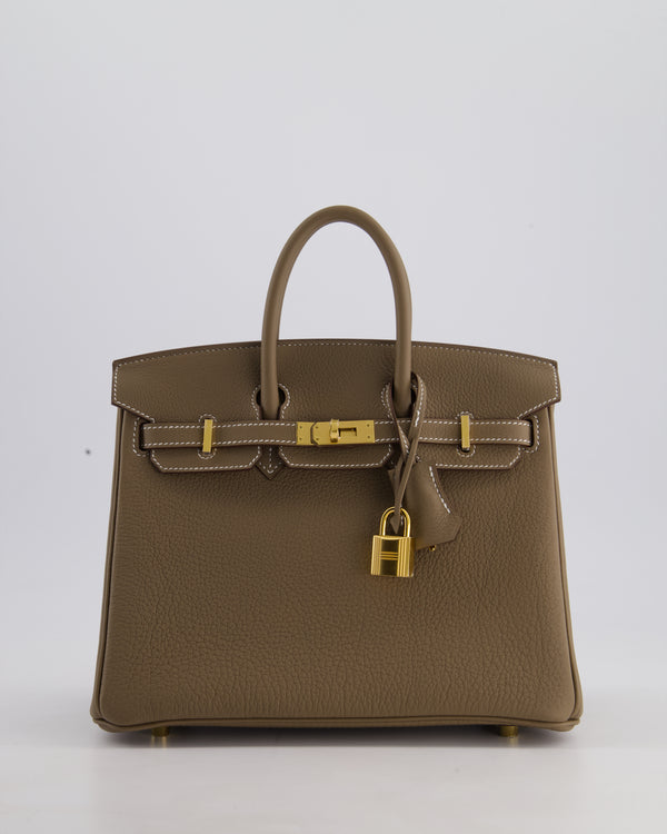 Hermès Birkin 25 Retourne Bag in Etoupe Togo Leather with Gold Hardware