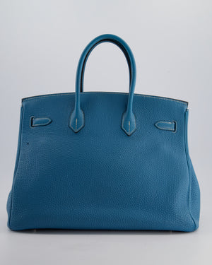 Hermès Birkin 35cm Retourne Bag in Bleu Jean Togo Leather with Palladium Hardware