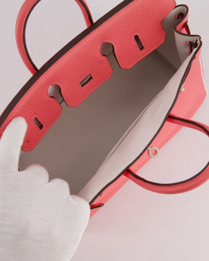 *RARE* Hermès HSS Birkin 25 Retourne Bag in Rose D'Ete and White Clemence Leather with Palladium Hardware